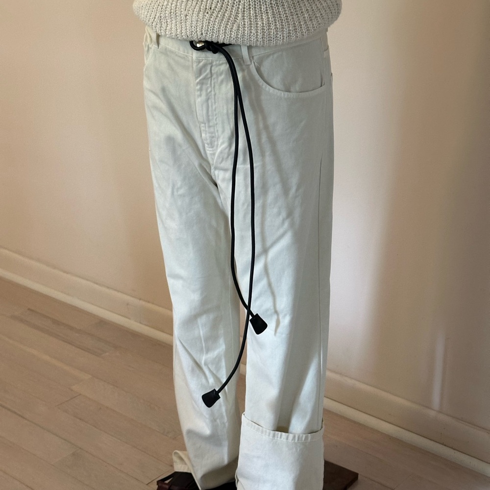 NWT Nili Lotan Mitchell Pant in Winter White Wide Leg Lightweight